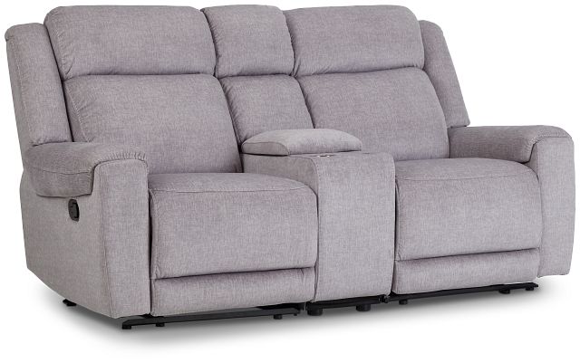 Beckett Gray Micro Reclining Console Loveseat
