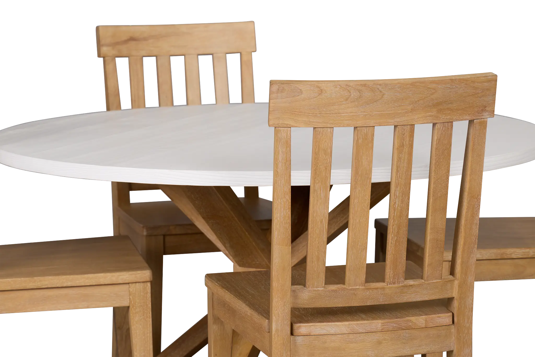 Nantucket Two-tone White Round Table & 4 Light Tone Chairs Nantucket Two-tone White Round Table & 4 Light Tone Chairs