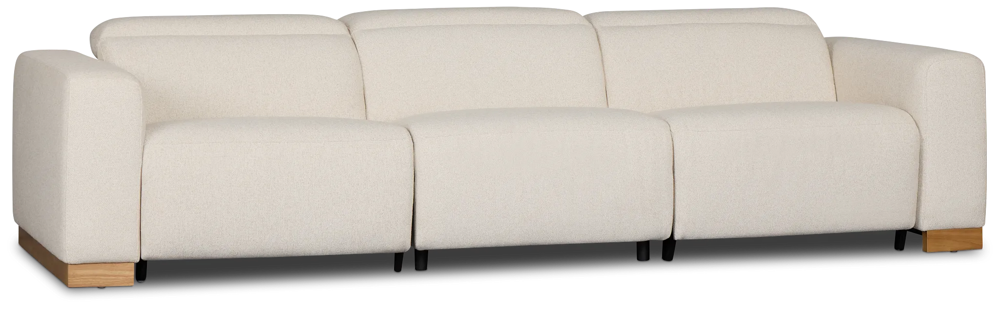 Leona Light Beige Fabric 3-piece Modular Power Sofa