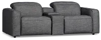 Ryland Dark Gray Fabric Power Reclining Console Sofa