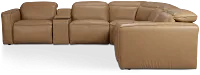 Ryland Brown Lthr/vinyl Large Dual Power Reclining Two-arm Sectional