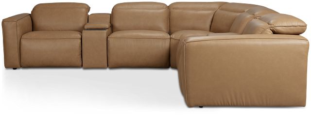 Ryland Brown Lthr/vinyl Large Dual Power Reclining Two-arm Sectional