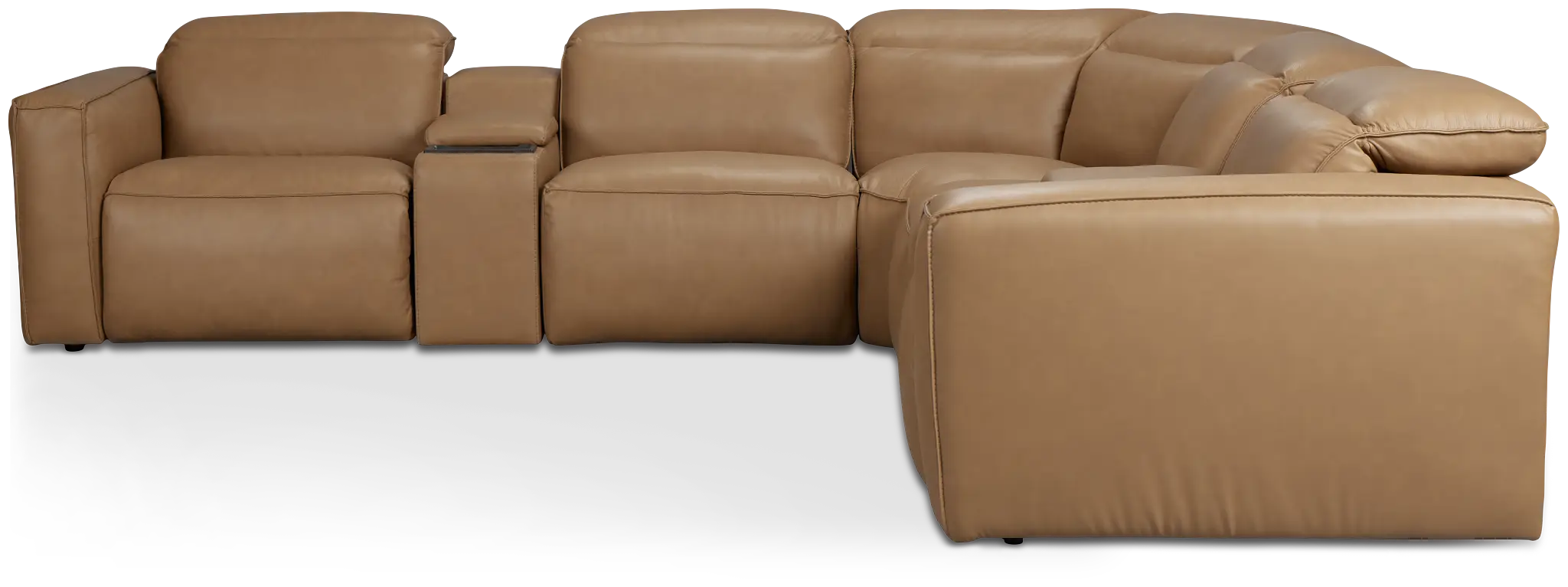Ryland Brown Lthr/vinyl Large Dual Power Reclining Two-arm Sectional Ryland Brown Lthr/vinyl Large Dual Power Reclining Two-arm Sectional