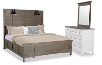 Heron Cove Light Tone Panel Lighted Bedroom With Two-tone Cases