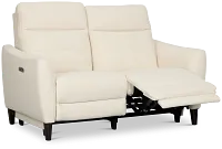 Keaton White Fabric Power Reclining Loveseat W/ Power Headrest