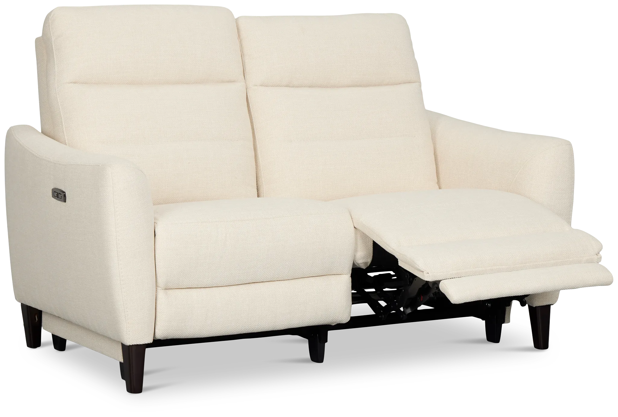 Keaton White Fabric Power Reclining Loveseat W/ Power Headrest