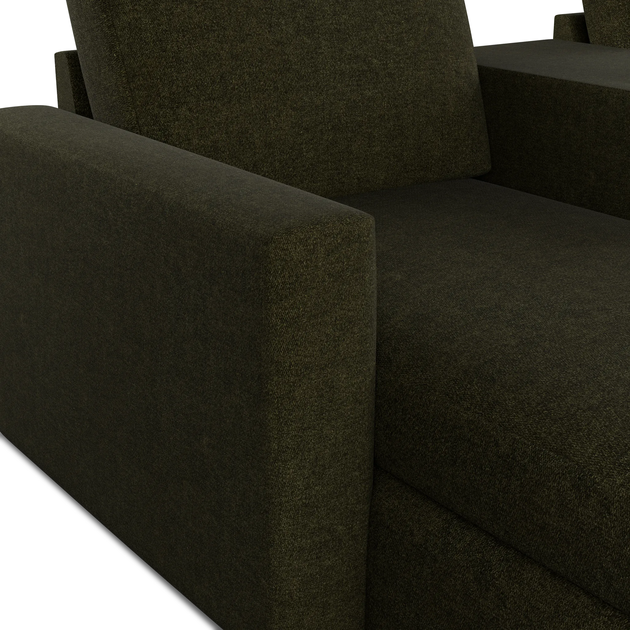 Citymod Green Fabric Small Left Chaise Sectional With Media Console