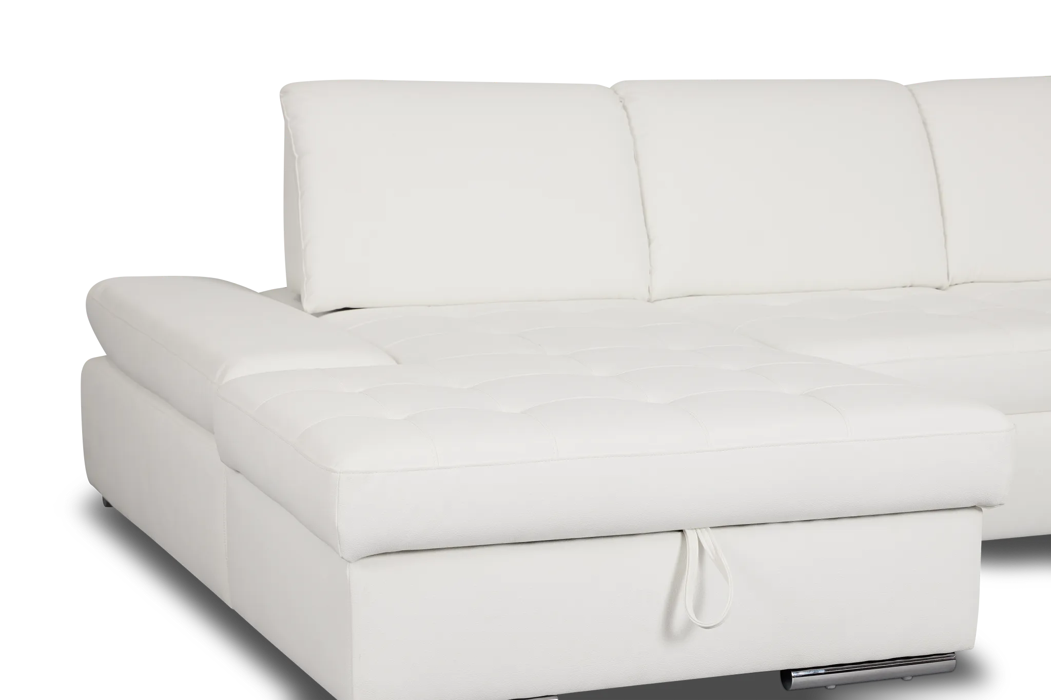 Eden White Micro Double Chaise Sleeper Storage Sectional