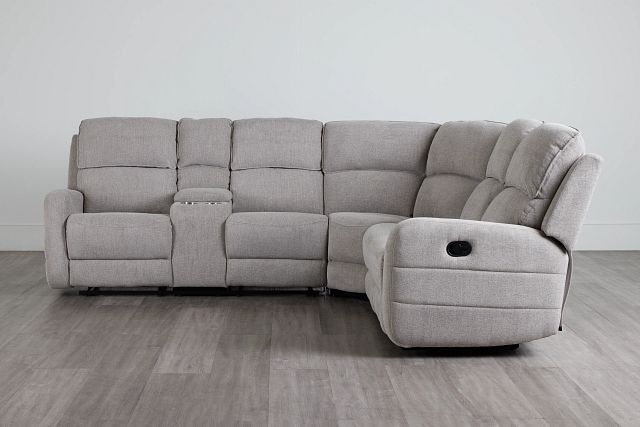 Piper Gray Fabric Medium Dual Reclining Sectional With Left Console