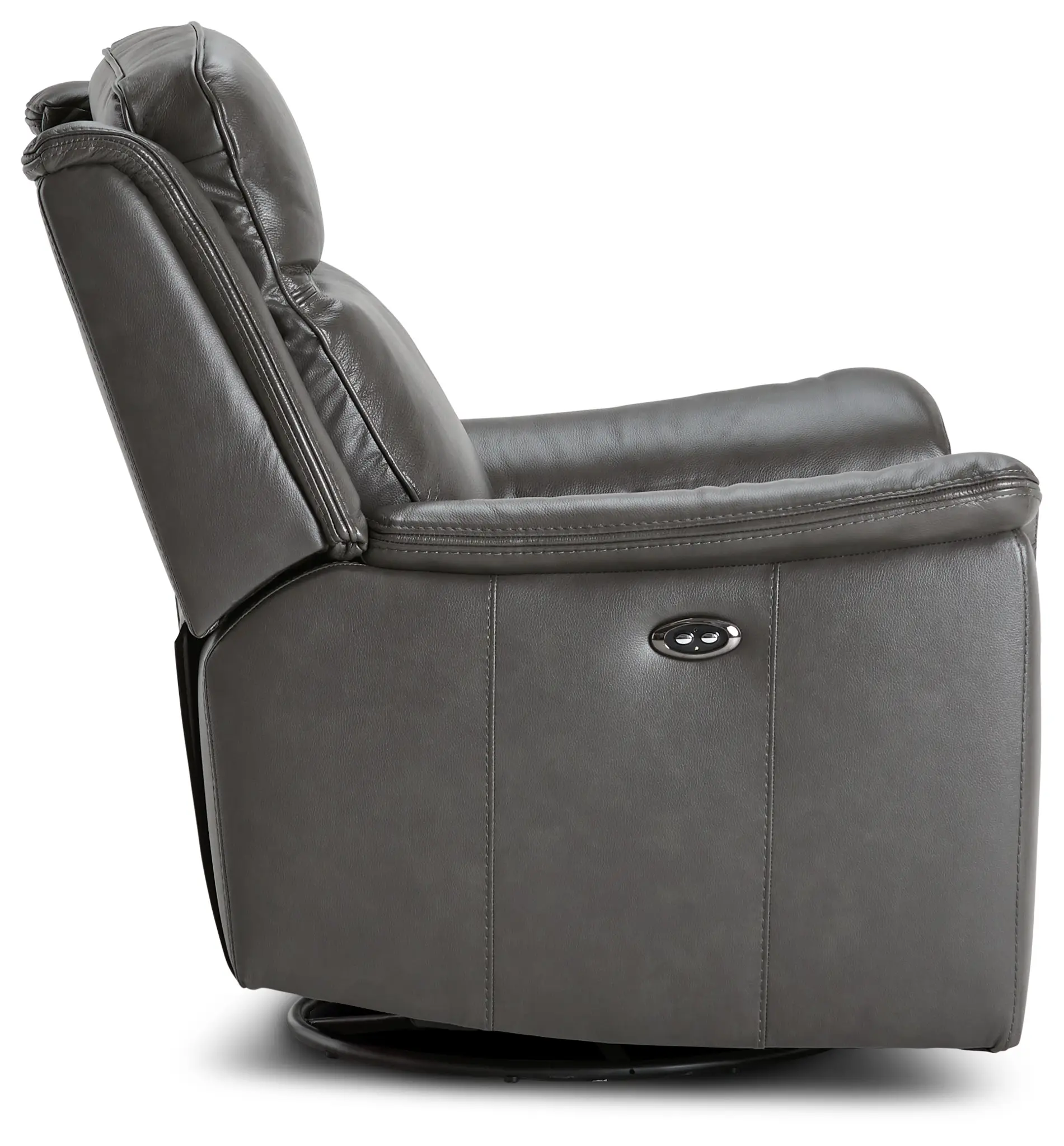 Aiden Dark Gray Leather Power Swivel Glider Recliner Aiden Dark Gray Leather Power Swivel Glider Recliner