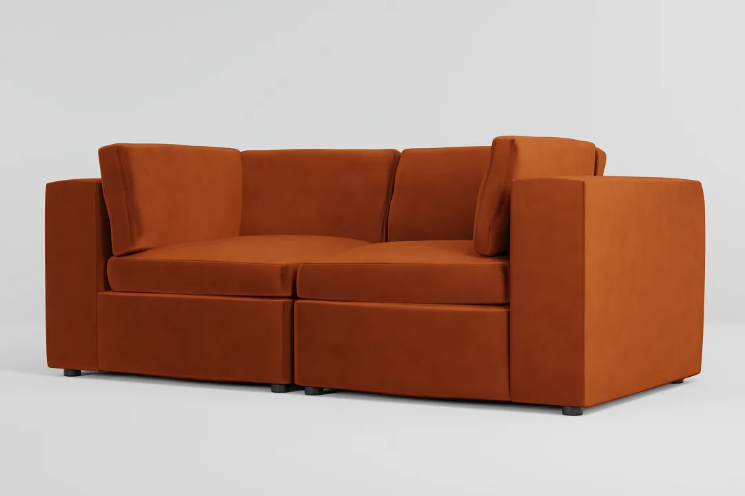 Destin Joya Orange Velvet 2-piece Modular Sofa