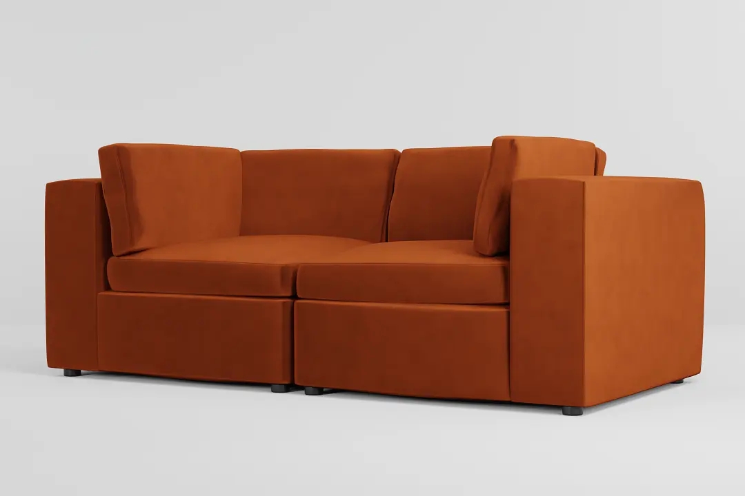 Destin Joya Orange Velvet 2-piece Modular Sofa Destin Joya Orange Velvet 2-piece Modular Sofa