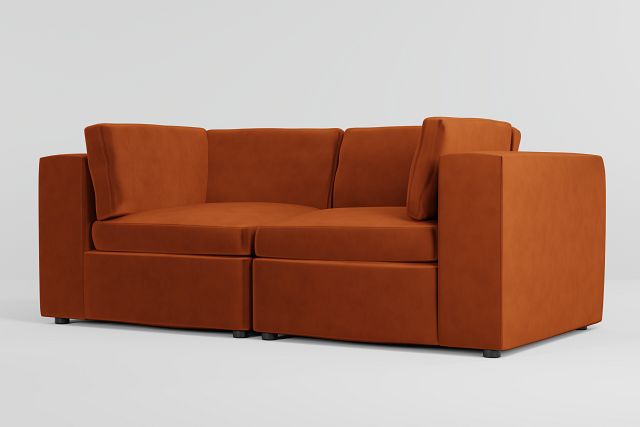 Destin Joya Orange Velvet 2-piece Modular Sofa