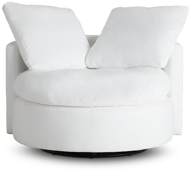 Orbit White Micro Swivel Accent Chair