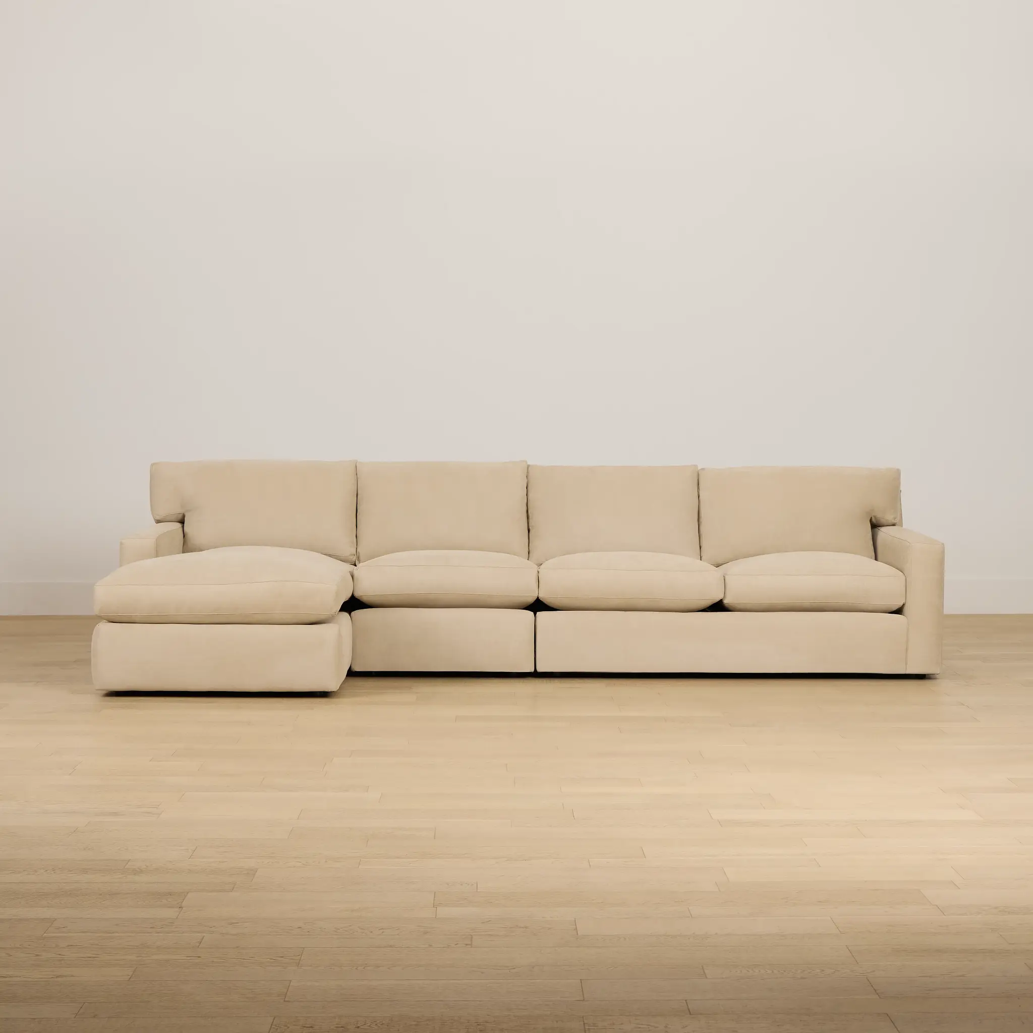 Hudson Beige Fabric Small Left Chaise Sectional Hudson Beige Fabric Small Left Chaise Sectional