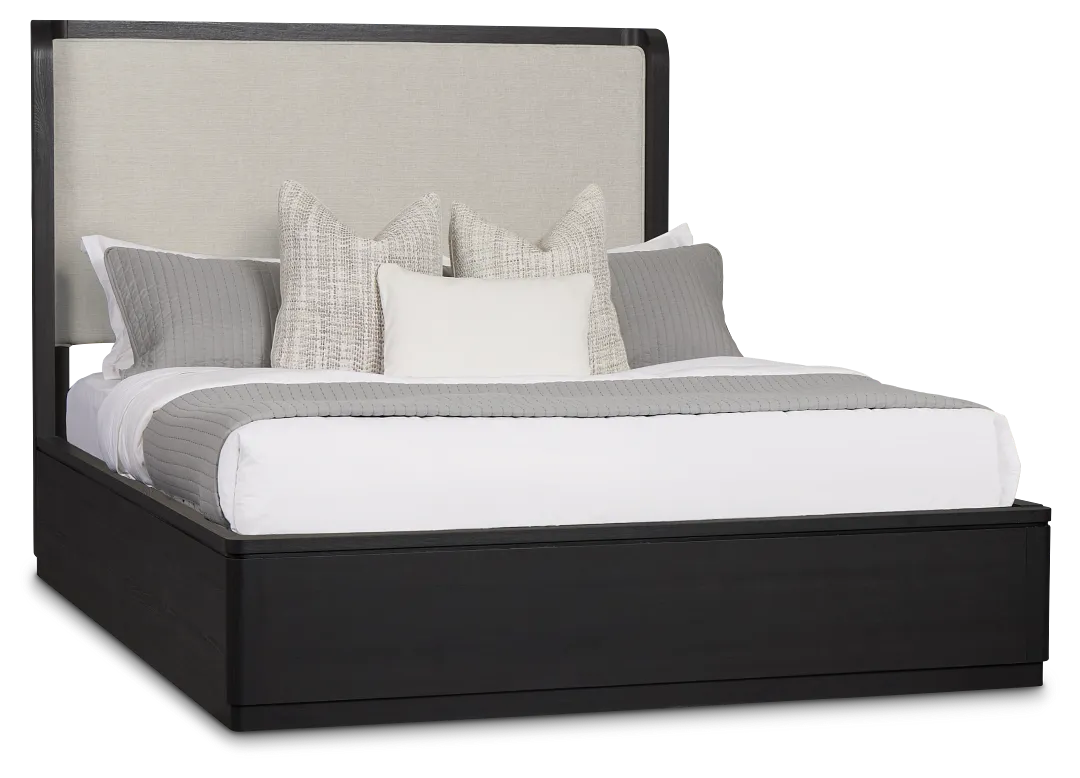 Emory Black Upholstered Platform Bed
