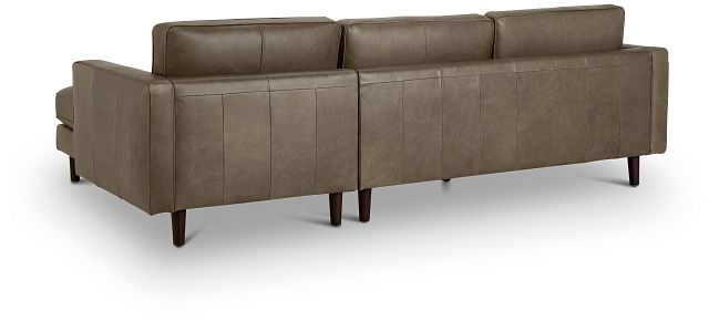 Ezra Gray Leather Right Chaise Sectional