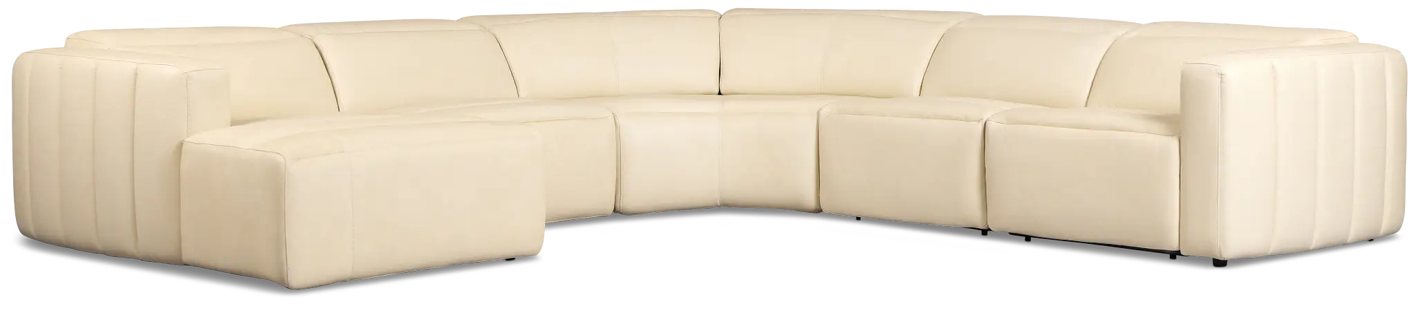 Jace Ivory Lthr/vinyl Small Dual Power Left Chaise Sectional Jace Ivory Lthr/vinyl Small Dual Power Left Chaise Sectional