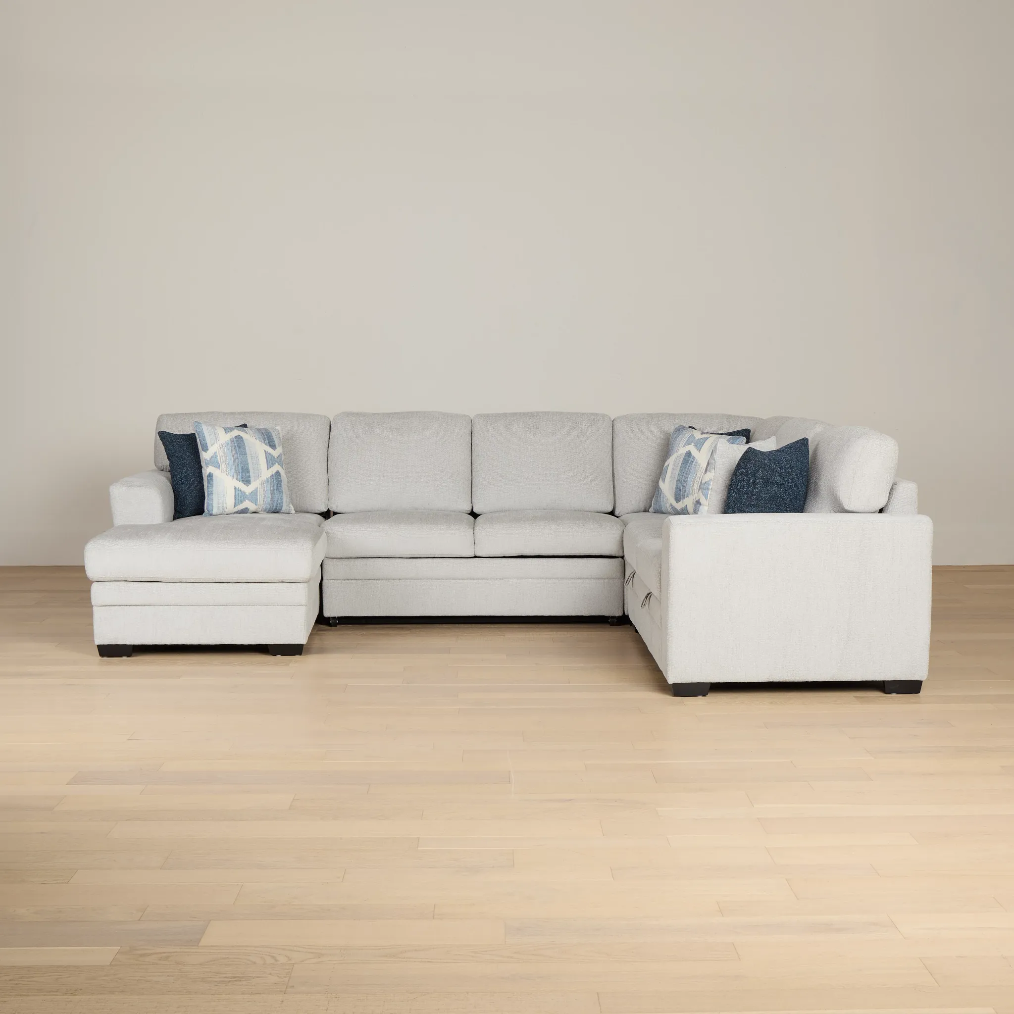 Everly Gray Fabric Medium Left Chaise Storage Sectional