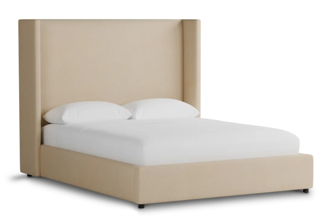Captiva Peyton Beige 60" Upholstered Shelter Bed