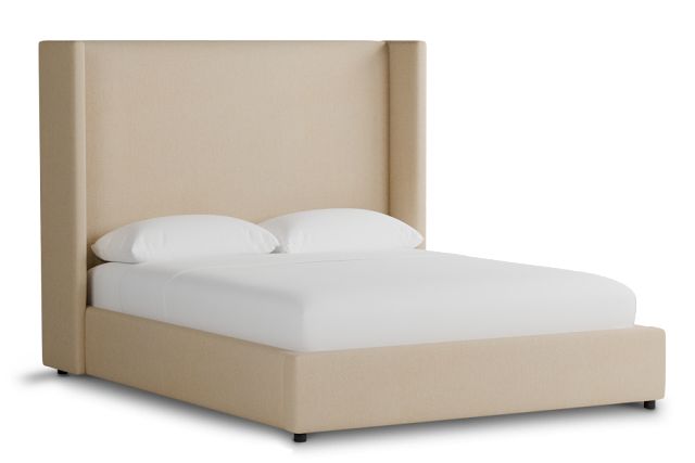 Captiva Peyton Beige 60" Upholstered Shelter Bed