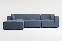 Destin Maguire Blue Fabric 4-piece Bumper Sectional