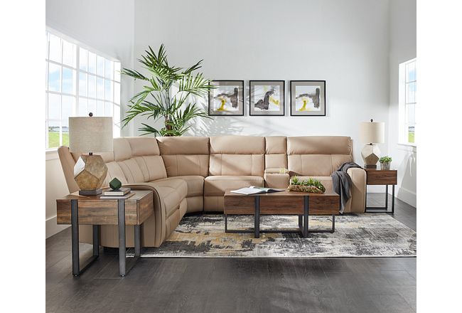 Rhett Taupe Micro Small Triple Power Reclining Two-arm Sectional