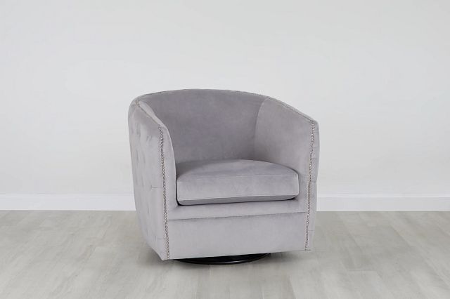 Naomi Gray Micro Swivel Accent Chair