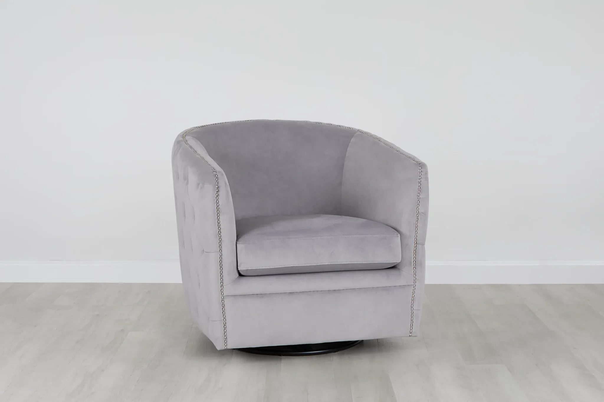 Naomi Gray Micro Swivel Accent Chair