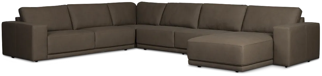 Kellan Dark Gray Leather Medium Right Chaise Sectional