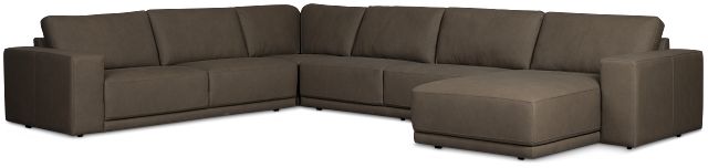 Kellan Dark Gray Leather Medium Right Chaise Sectional