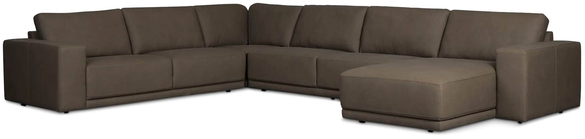 Kellan Dark Gray Leather Medium Right Chaise Sectional