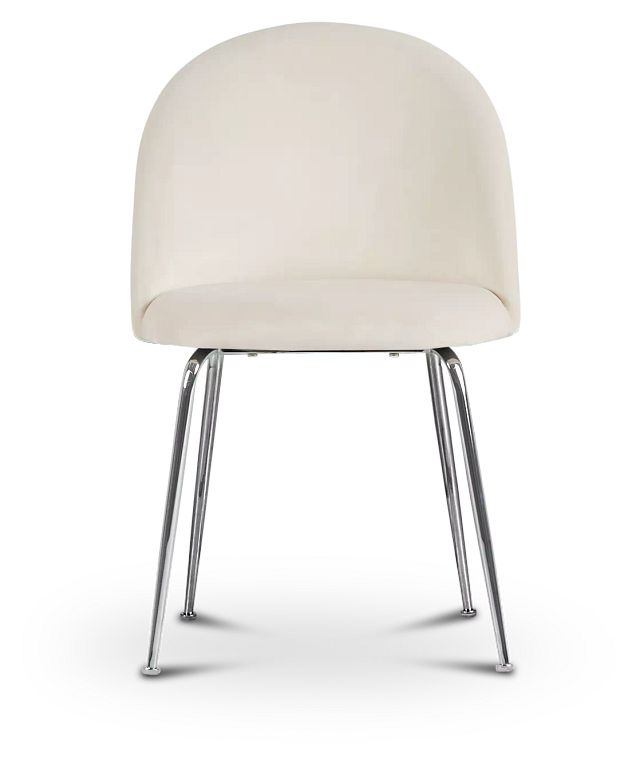 Capri Ivory Velvet Upholstered Side Chair W/ Chrome Legs