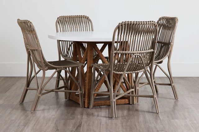 Greenwich Two-tone Round Table & 4 Gray Rattan Chairs (0)