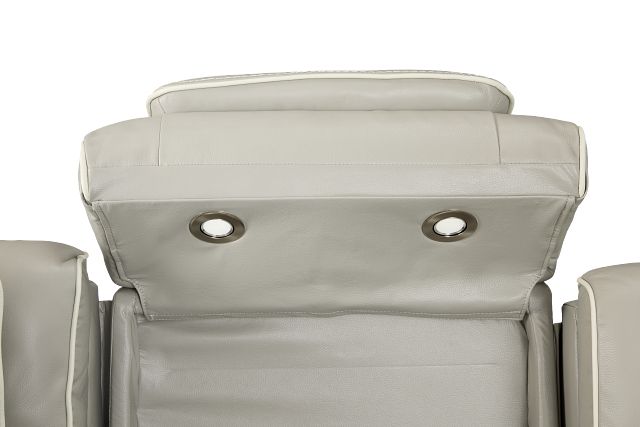 Nova Light Gray Lthr/vinyl Power Reclining Sofa W/ Massage