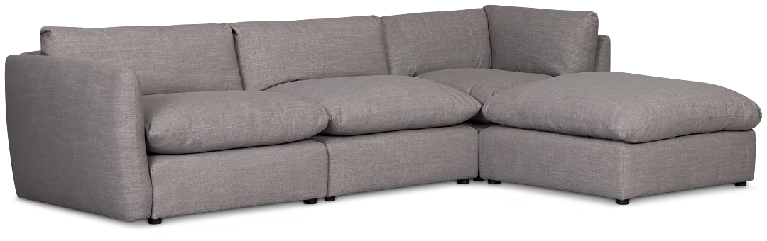 Serena Gray Fabric 4-piece Right Facing Bumper Sectional