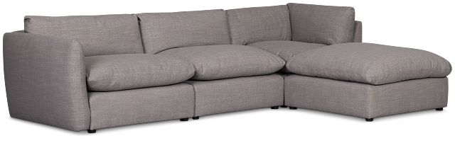 Serena Gray Fabric 4-piece Right Facing Bumper Sectional