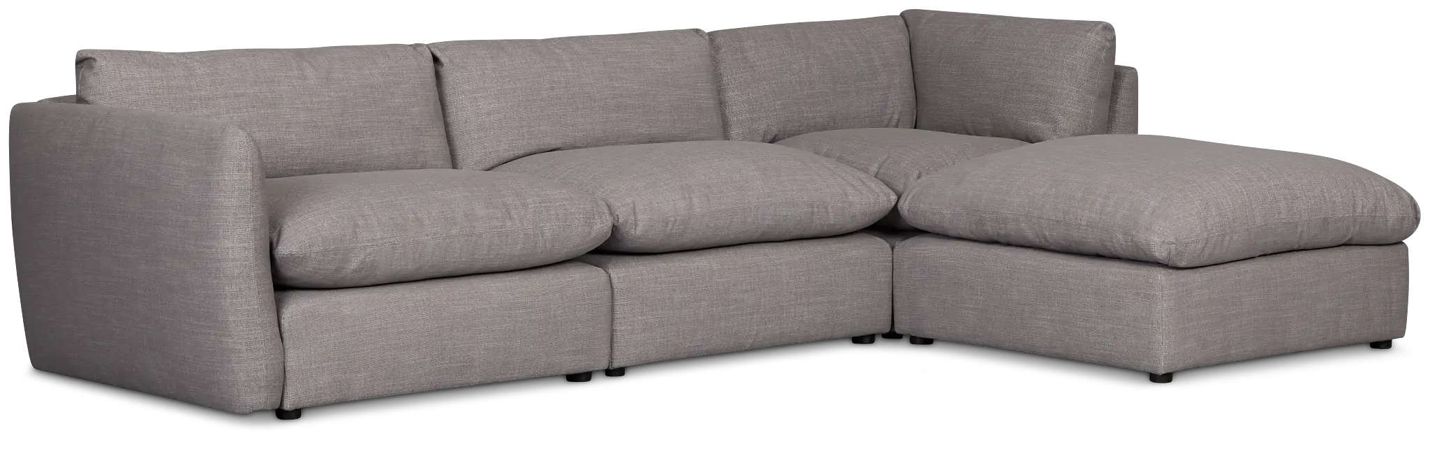Serena Gray Fabric 4-piece Right Facing Bumper Sectional Serena Gray Fabric 4-piece Right Facing Bumper Sectional