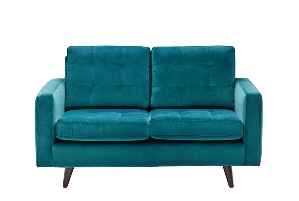 Mila Teal Velvet Loveseat Living Room Loveseats City Furniture