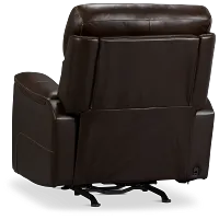 Wells Dark Brown Lthr/vinyl Power Recliner With Heat And Massage
