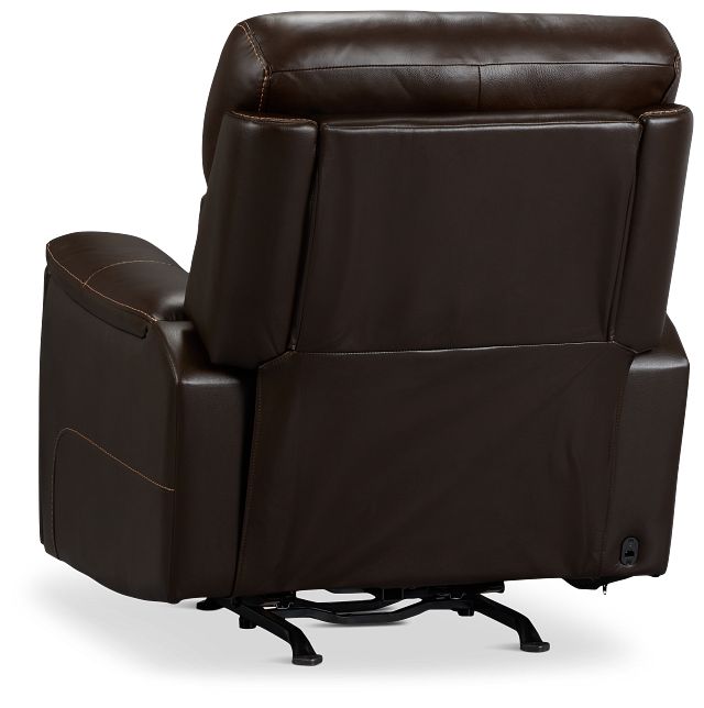 Wells Dark Brown Lthr/vinyl Power Recliner With Heat And Massage