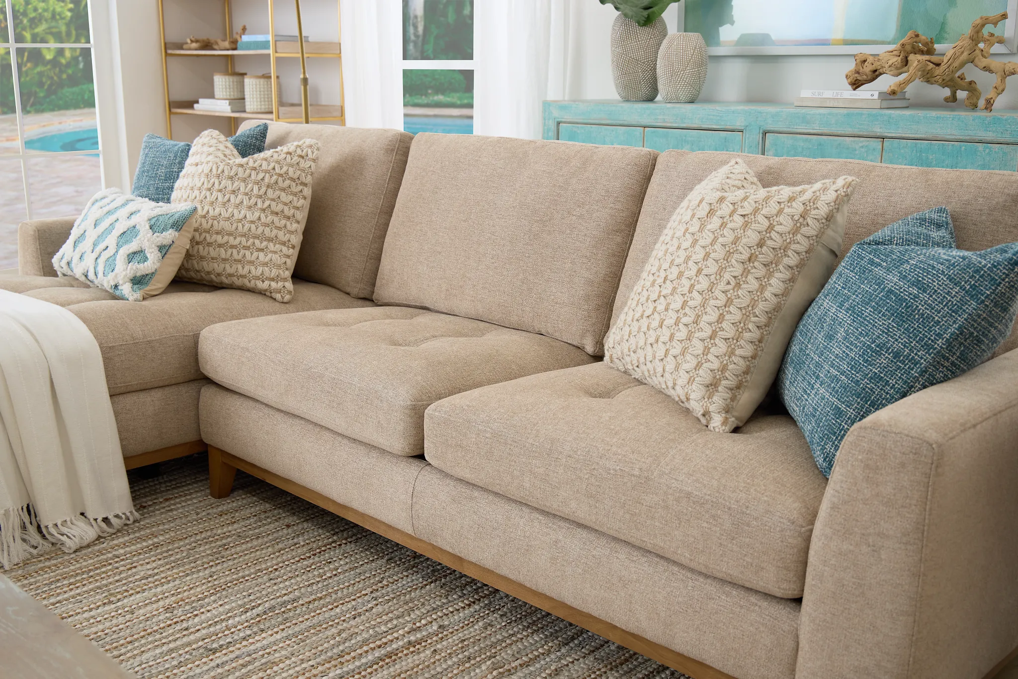 Maisie Light Brown Fabric Left Chaise Sectional