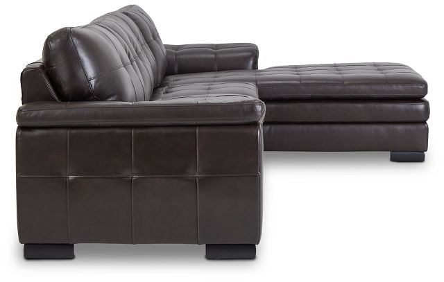 Braden Dark Brown Leather Small Right Chaise Sectional