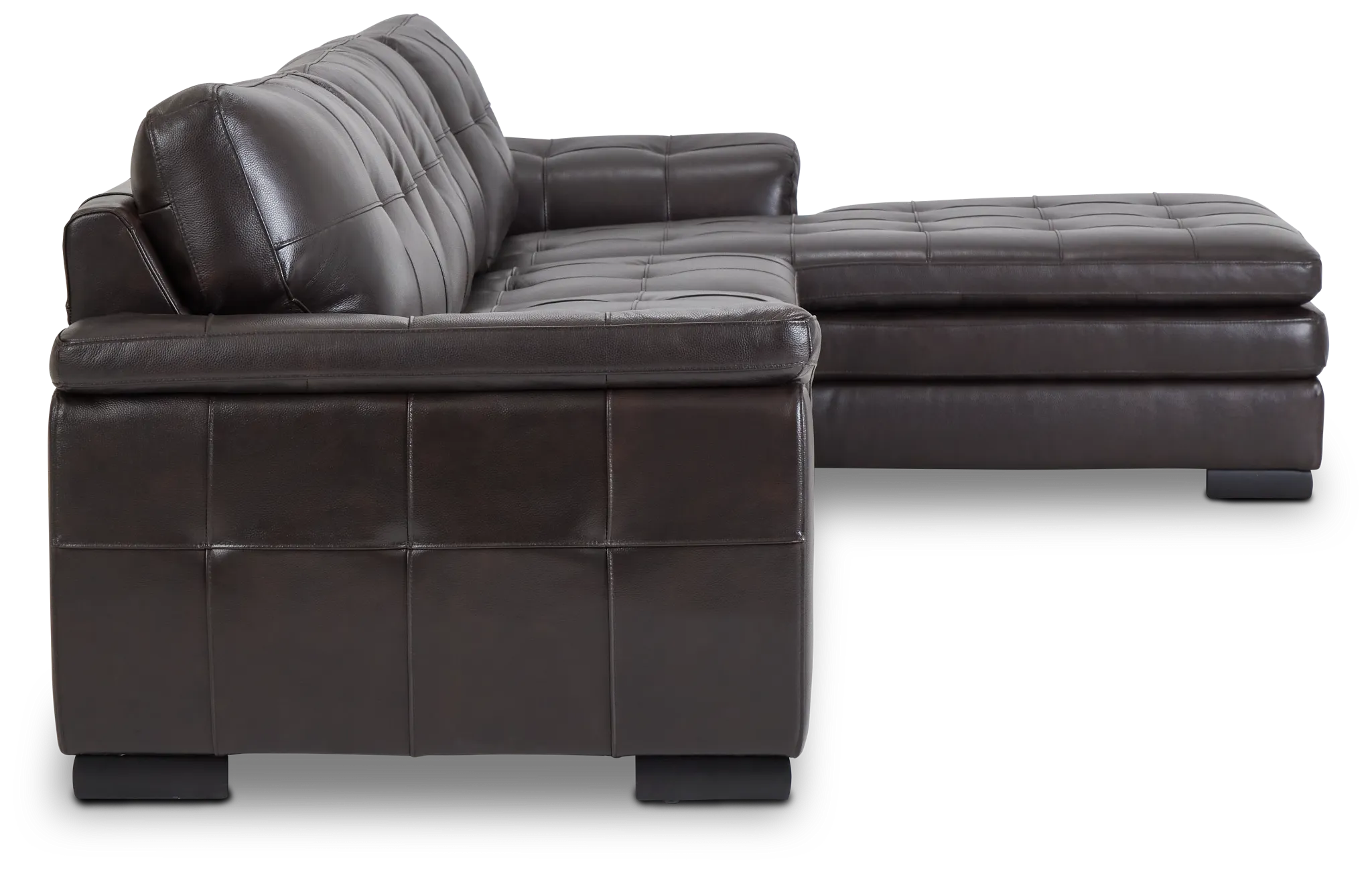 Braden Dark Brown Leather Small Right Chaise Sectional