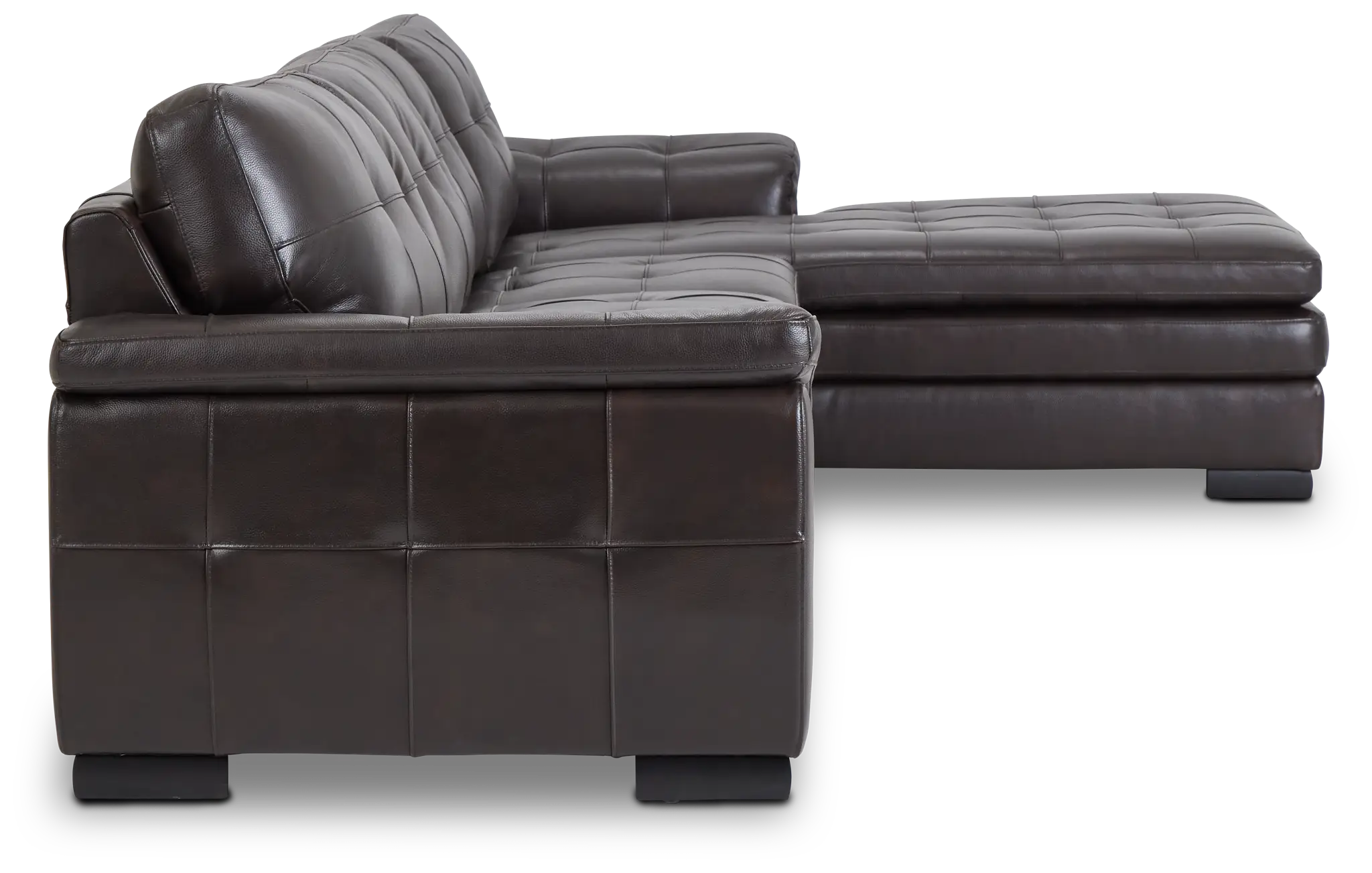 Braden Dark Brown Leather Small Right Chaise Sectional Braden Dark Brown Leather Small Right Chaise Sectional