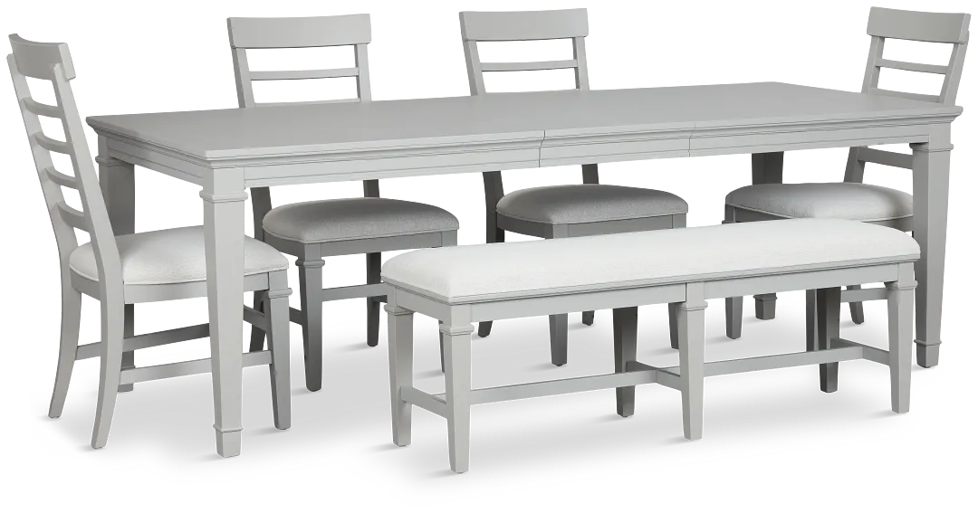 Cape Cod Gray Rect Table, 4 Chairs & Bench