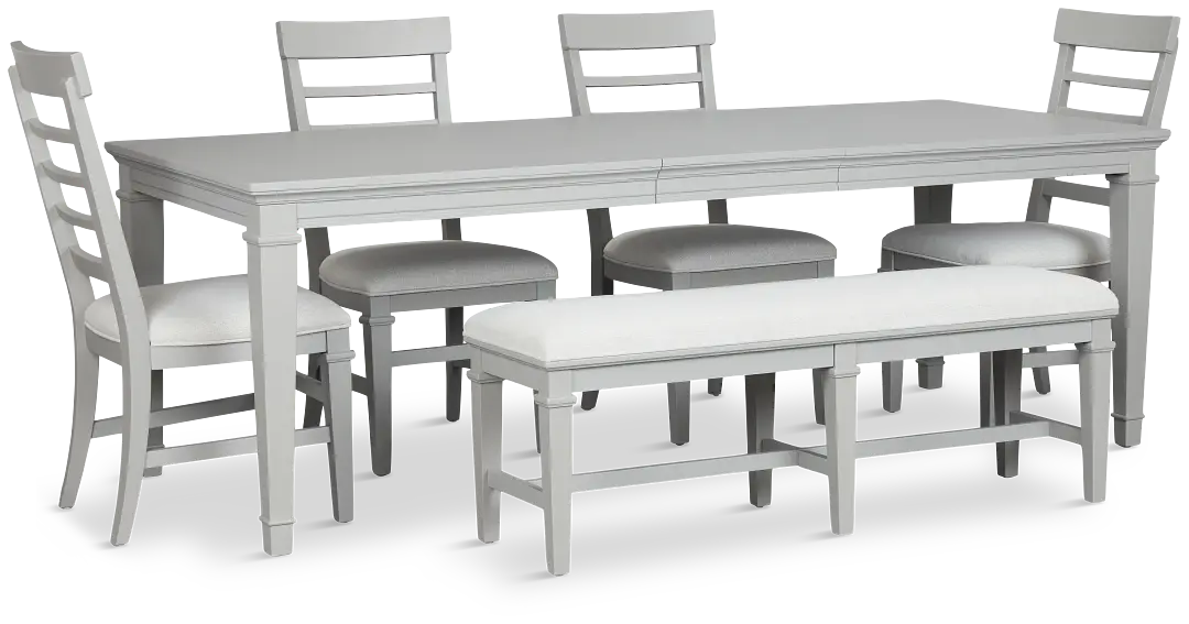 Cape Cod Gray Rect Table, 4 Chairs & Bench Cape Cod Gray Rect Table, 4 Chairs & Bench