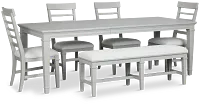 Cape Cod Gray Rect Table, 4 Chairs & Bench