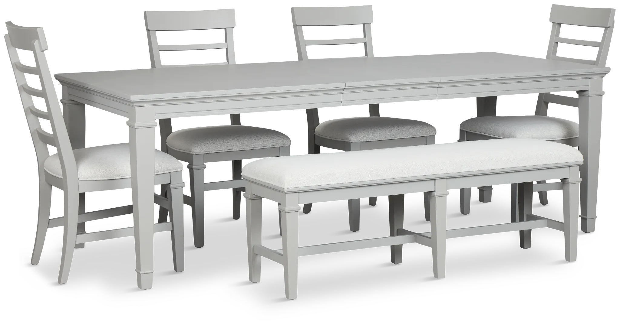 Cape Cod Gray Rect Table, 4 Chairs & Bench