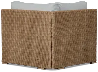 Montecito Light Tone Corner Chair With Light Blue Cushions